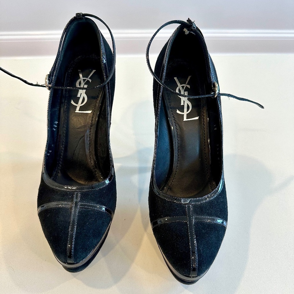 YSL Platform Pump w Ankle strap 38.5
